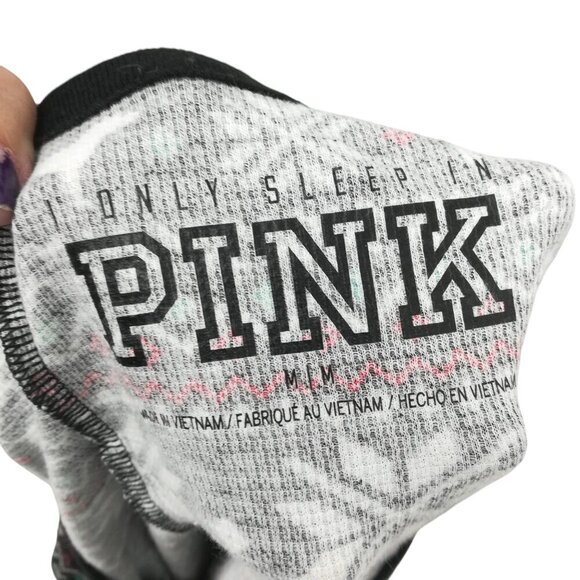 Victoria Secret PINK Thermal Union Suit Pajamas Size M Snowflake Waffle Knit - Picture 13 of 14